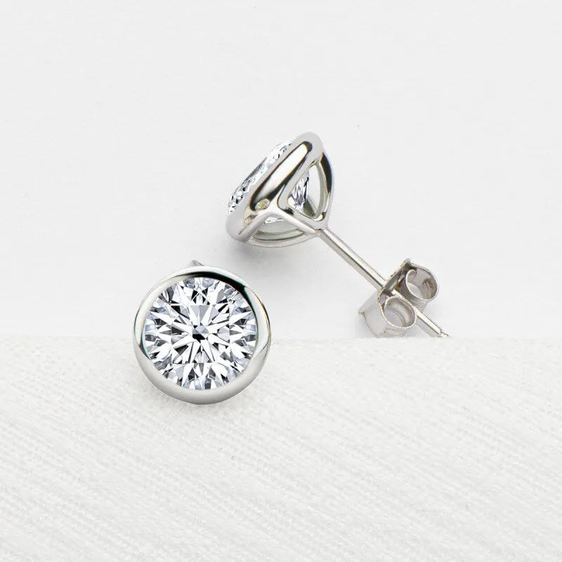 Bezel Earrings - 0.5-2 ct Per Stone (1-4 ct Total)