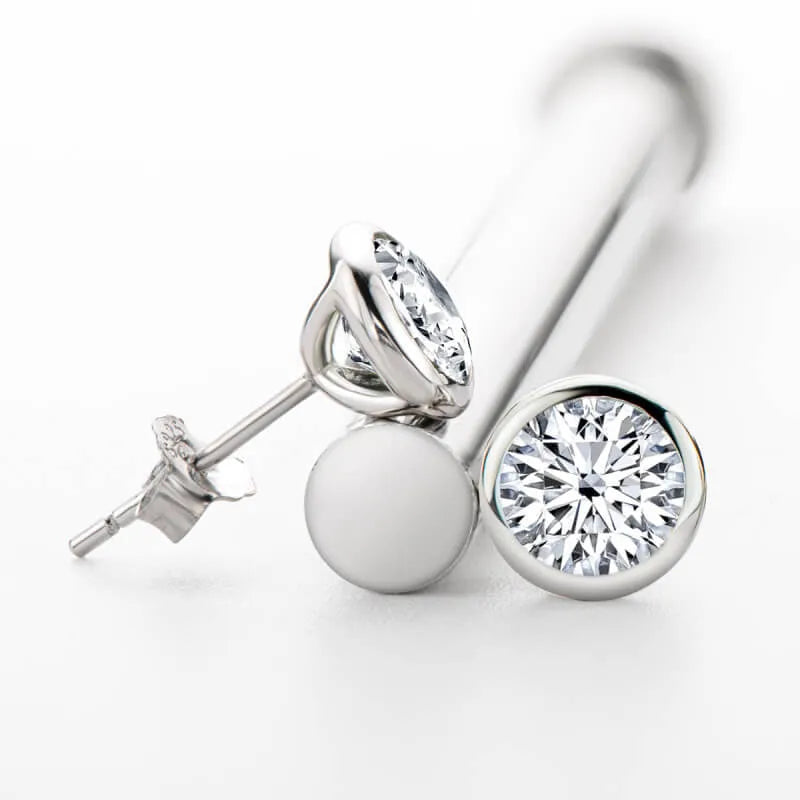 Bezel Earrings - 0.5-2 ct Per Stone (1-4 ct Total)