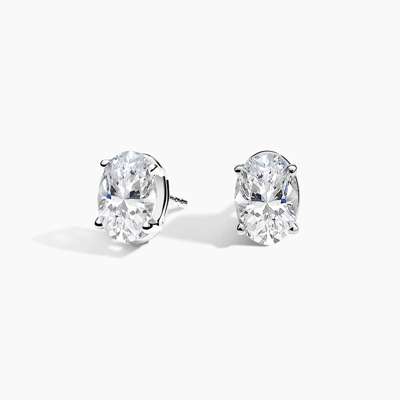 Classic Oval Earrings - Four Prong Oval total 2 ct