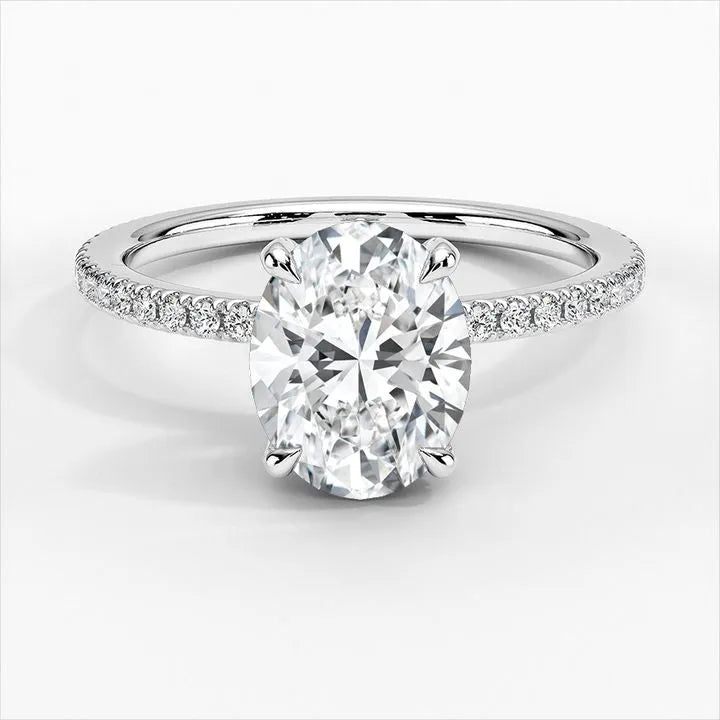 French Pave Oval Engagement Ring