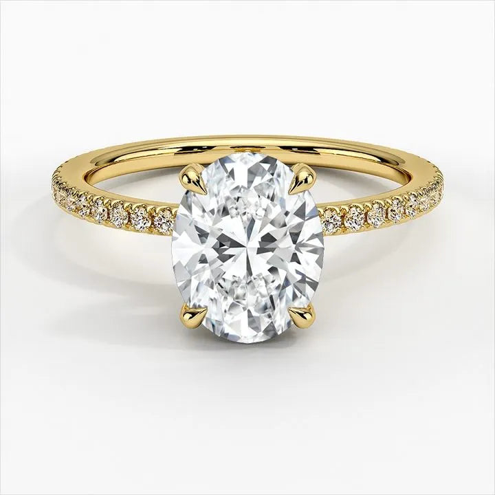 French Pave Oval Engagement Ring