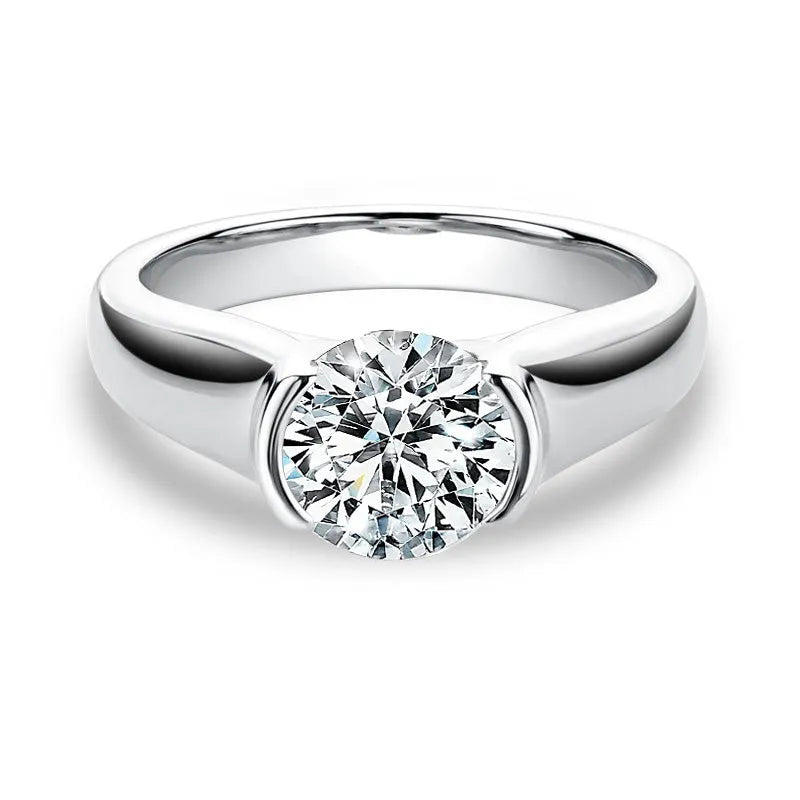 2 CT Half Bezel Engagement Ring