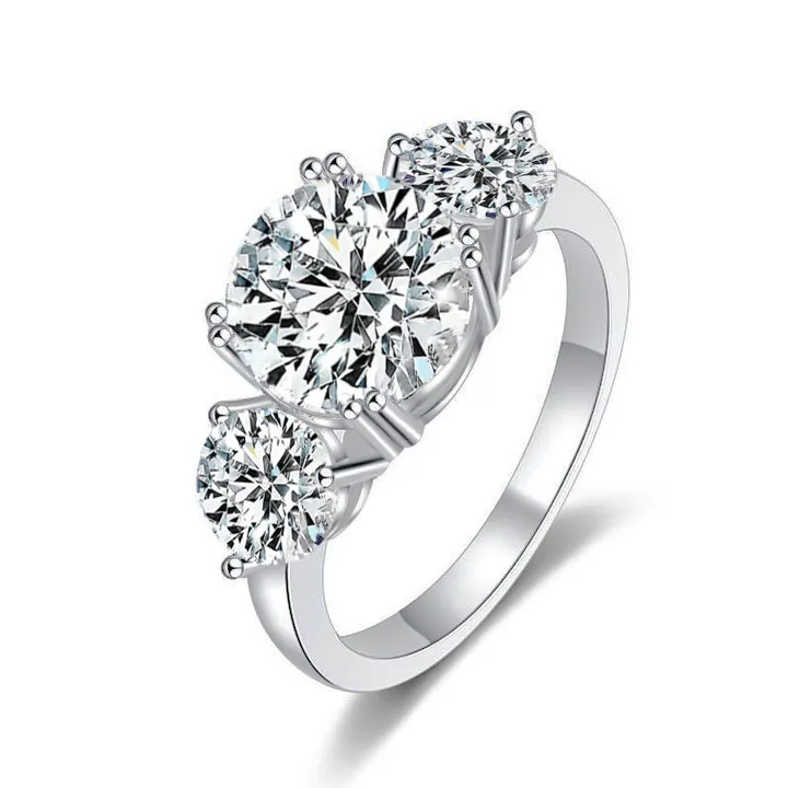 Three-Stone Double Claws Engagement Ring (4.0 ct. tw)